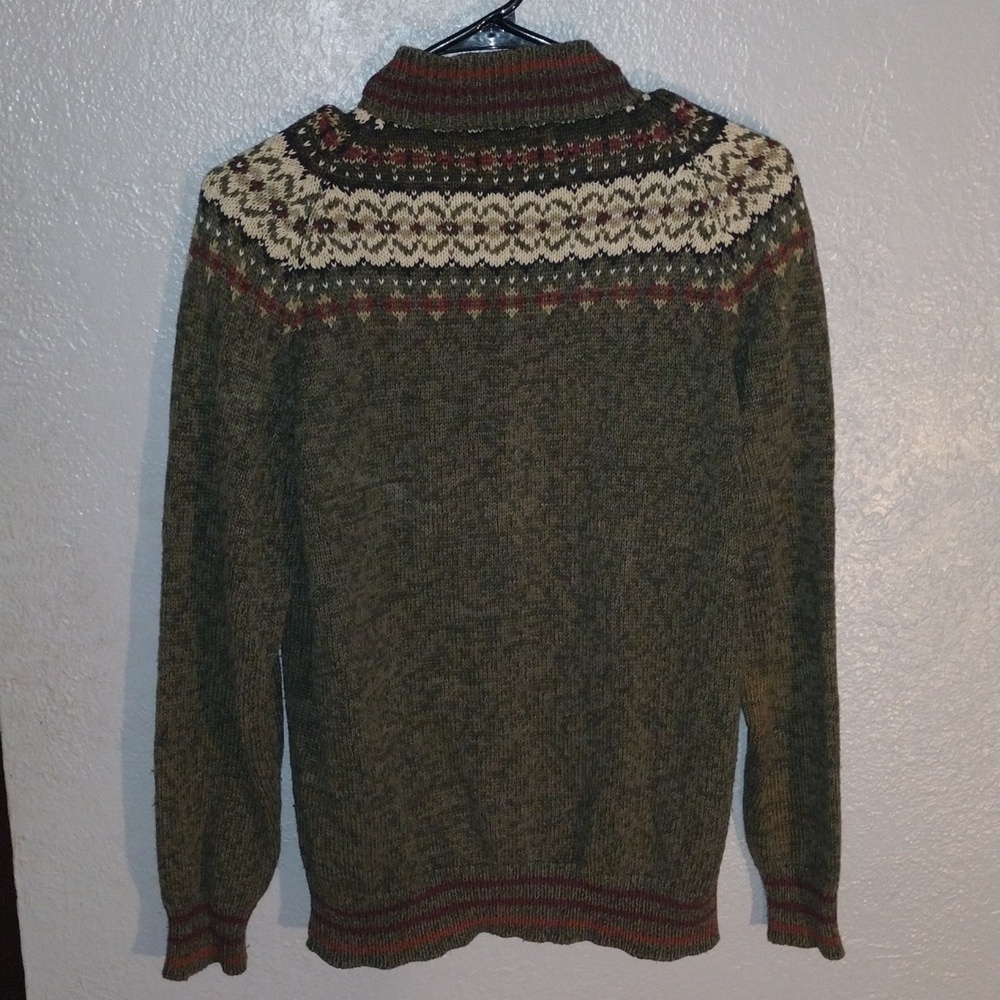 Olive Green Vintage Cotton Blend Heirloom Collectibles Zip up Cardigan Sweater S - Picture 5 of 5
